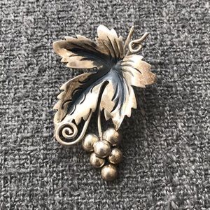 Sterling Silver oxidized Leaf Brooch